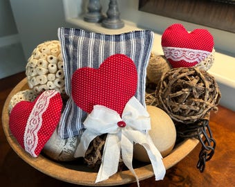 Heart Mini Pillow Tuck, Farmhouse Tiered Tray, Dough Bowl fillers, Mothers Day Gift