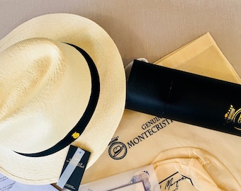 Sombrero Panamá Montecristi genuino – Paja Toquilla Súper Fino, Fedora Ecuatoriano Tejido a Mano (Enrollable)
