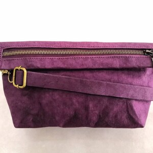 Purple bag, Vegan purse, Multifunctional washable paper bag, Vegan bag, Recycled material bag, Clutch bag, Crossbody bag image 1
