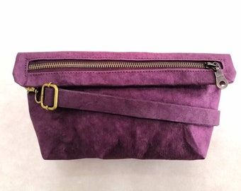 Purple bag, Vegan purse, Multifunctional washable paper bag, Vegan bag, Recycled material bag, Clutch bag, Crossbody bag