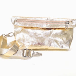 Borsa color champagne, Borsa vegana, Borsa di carta lavabile multifunzionale, Borsa vegana, Borsa in materiale riciclato, Borsa a pochette, Borsa a tracolla, Borsa a marsupio