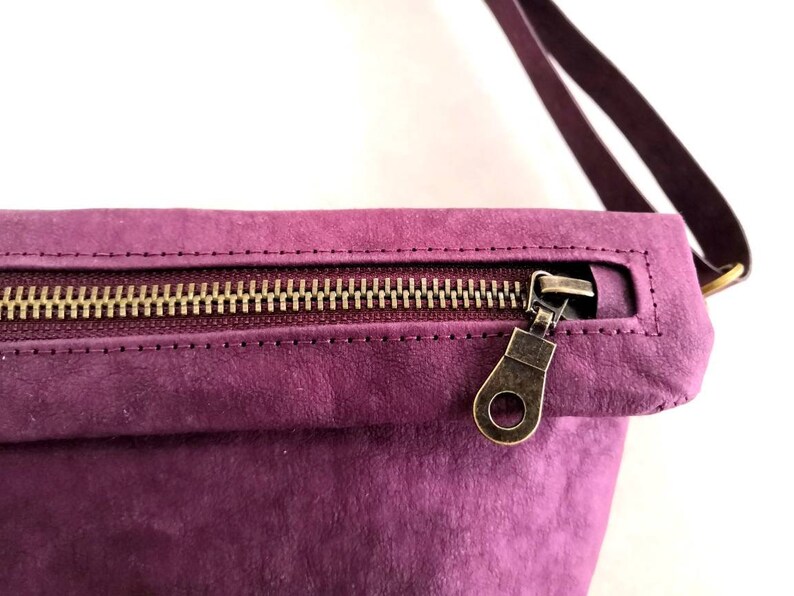 Purple bag, Vegan purse, Multifunctional washable paper bag, Vegan bag, Recycled material bag, Clutch bag, Crossbody bag image 3