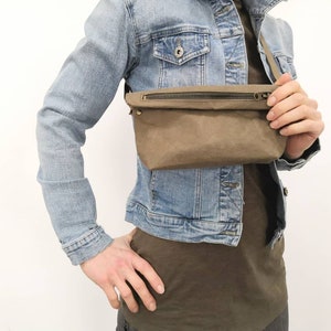 Borsa vegana color cachi, Borsa di carta lavabile multifunzionale, Borsa vegana, Borsa in materiale riciclato, Borsa a pochette, Borsa a tracolla, Borsa a marsupio, Borsa Hhaki