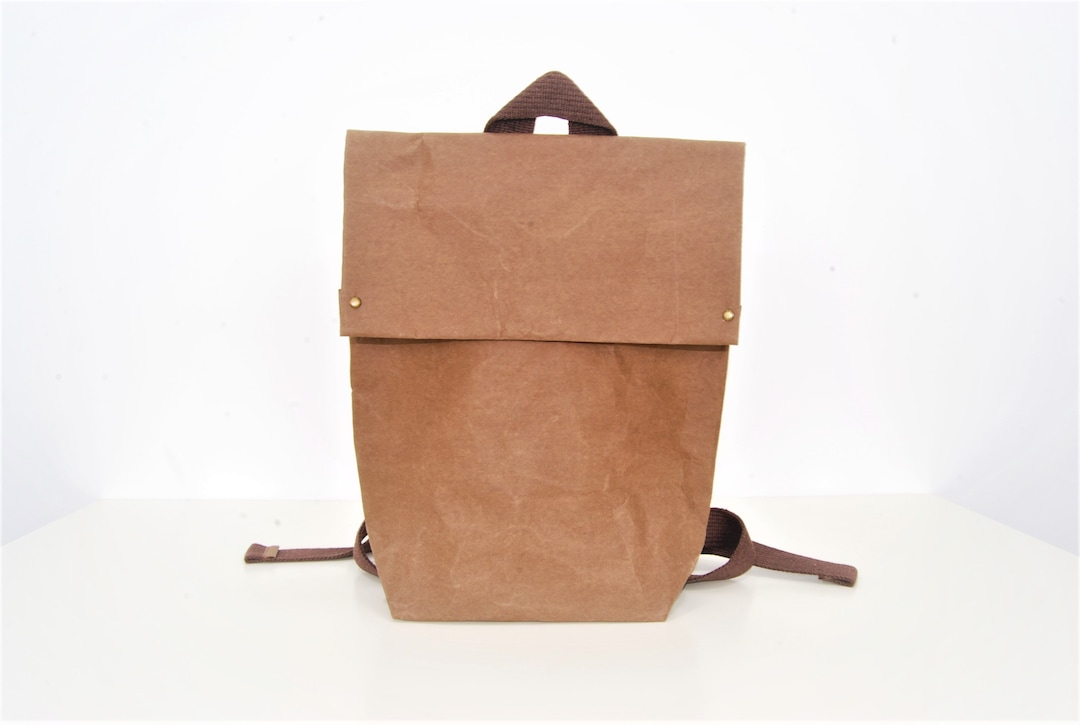 Brown Color Washable Paper Backpack, Recycled Material Bag, Vegan ...