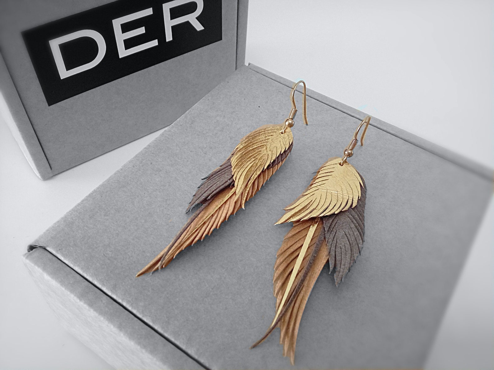 Vegan Leather Earrings, Feather Earrings, Vegan Earrings, Eco Friendly
