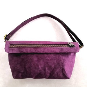 Purple bag, Vegan purse, Multifunctional washable paper bag, Vegan bag, Recycled material bag, Clutch bag, Crossbody bag image 2
