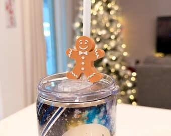 Gingerbread Man Straw Topper | Christmas Drink Accessory
