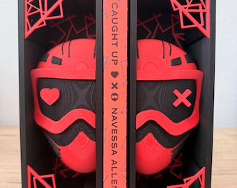 Red Skull Shelf Insert Set | Heart & X Eye Display Pieces | Reader Shelf Styling | Book Lover Gift