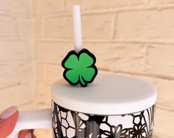 Lucky Clover Straw Topper | Shamrock Straw Charm | St Patrick's Cup Accessory | Green Tumbler Charm