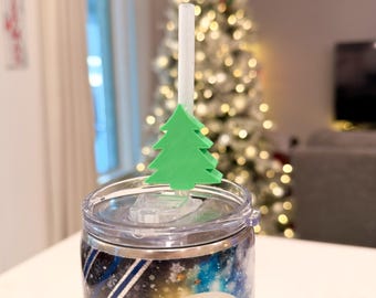 Christmas Tree Straw Topper | Holiday Cup Accessory | Festive Drink Decoration | Tumbler Straw Charm