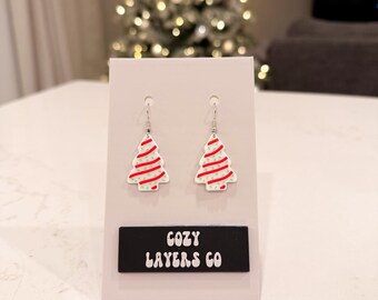 Christmas Tree Cake Earrings | Lightweight Holiday Jewelry | Cozy Layers Co.