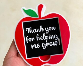 Teacher Apple Sticky Note Holder | Thank You for Helping Me Grow | Teacher Appreciation Desk Decor