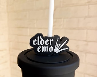 Elder Emo Straw Topper | Skeleton Straw Charm | Gothic Cup Accessory | Spooky Tumbler Charm | Alternative Gift Idea