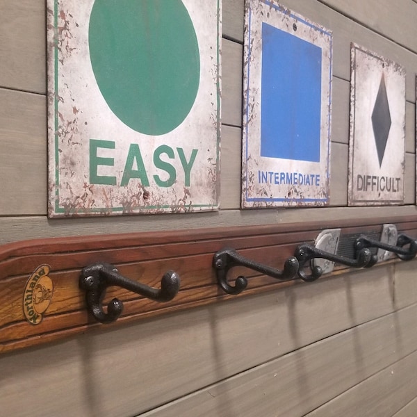 Vintage Ski coat rack reproduction with sign sold separately