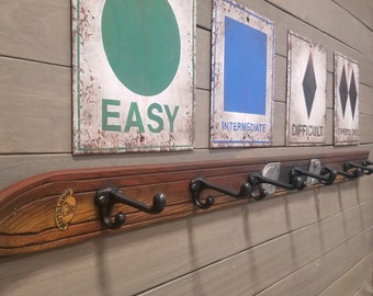 Vintage Ski coat rack reproduction with sign sold separately