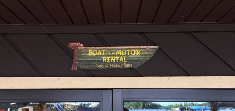 Boat and Motor Rental Vintage Faux Tin Cabin Sign