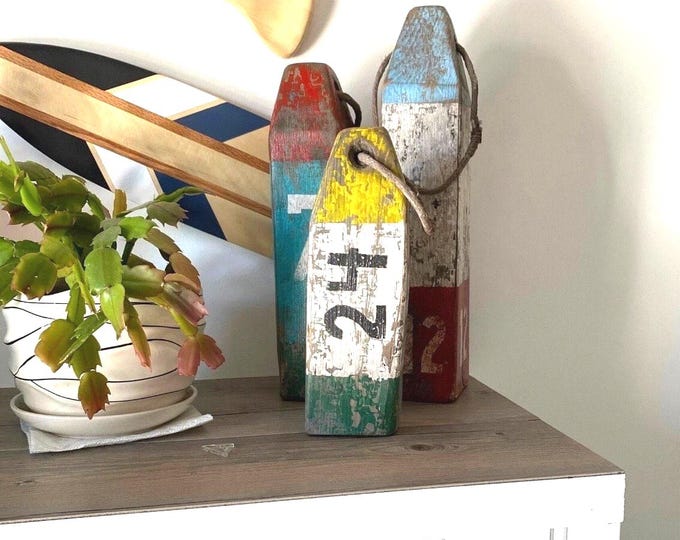 Vintage Lobster Buoys Nautical Wood Buoys