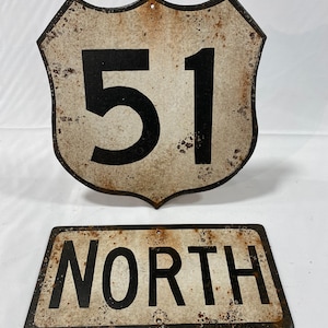51 North Highway Vintage Faux Metal Sign Reproduction Northwoods Wisconsin