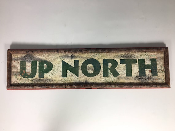 Up North Vintage Faux Birch Sign Framed In Faux Sticks Cabins Etsy