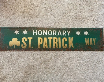 St.Patrick Highschool Vintage” faux metal Honorary Way Chicago street signs