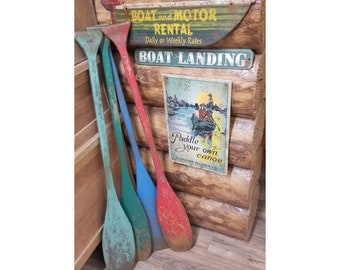 Vintage Paddles. Fan Tail Paddles and Beaver Paddles distressed to look old and vintage.   Vintage OARS.  4 colors to choose from.