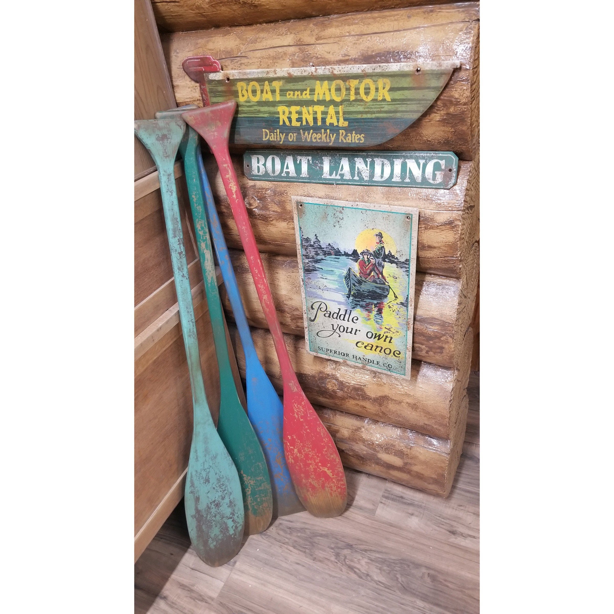 Vintage Paddles. Fan Tail Paddles and Beaver Paddles distressed to look old and vintage.   Vintage OARS.  4 colors to choose from.