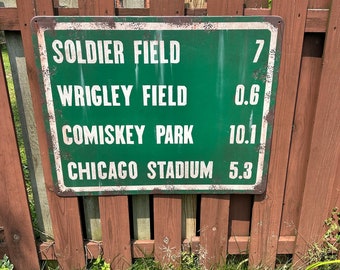 CHICAGO Stadium Sports Mile Marker Faux Vintage Signs Wrigley Field Comiskey Park Soldier Field Chicago Stadium United Center