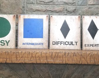 Ski Hill Difficulty “Vintage” Handmade Reproduction  Signs