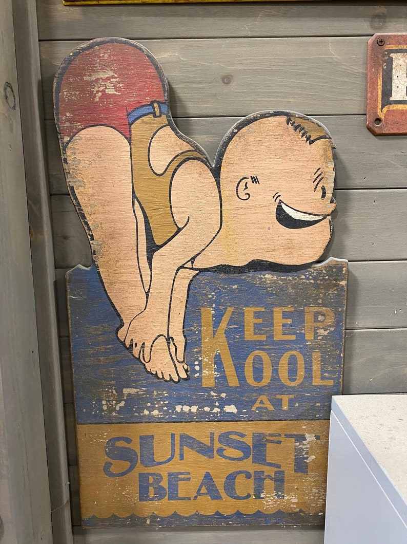 Keep Kool faux weathered wood pool lake sign Etsy