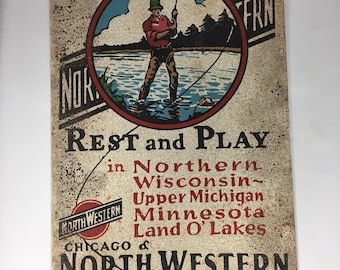 Rest and Play Vintage Faux Tin Cabin Sign