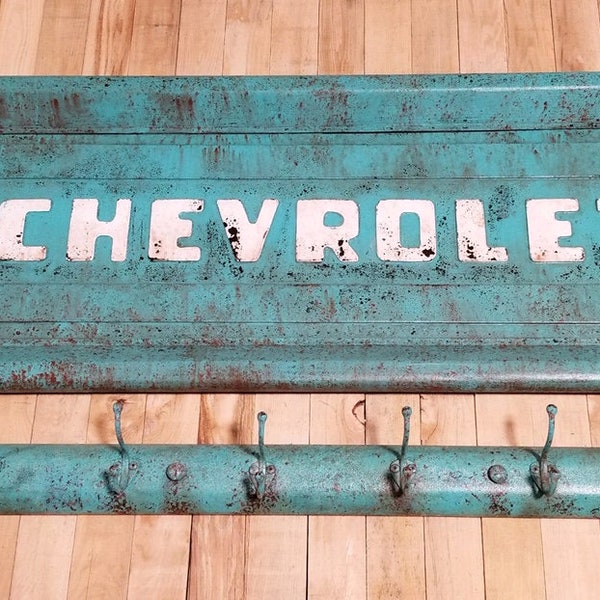 CHEVY TAILGATE CUSTOMIZABLE with Coat Rack - Custom faux Chevy Tailgate Customize With Any Name