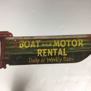Boat and Motor Rental Vintage Faux Tin Cabin Sign
