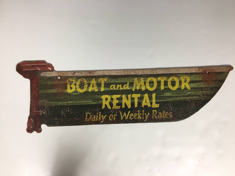 Boat and Motor Rental Vintage Faux Tin Cabin Sign