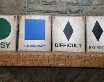 Ski Hill Difficulty “Vintage” Handmade Reproduction  Signs