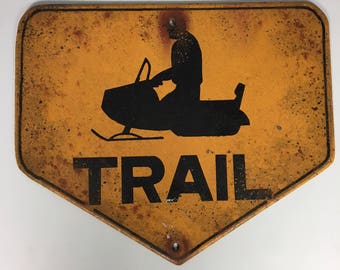 Trail Crossing Vintage Faux Tin Cabin Sign