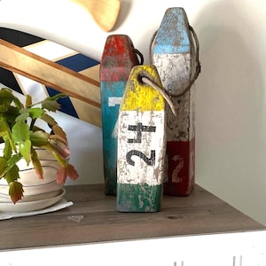 Vintage Lobster Buoys Nautical Wood Buoys