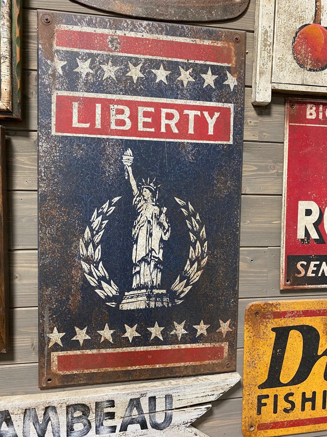 LIBERTY Vintage Faux Metal Distressed Sign - Etsy