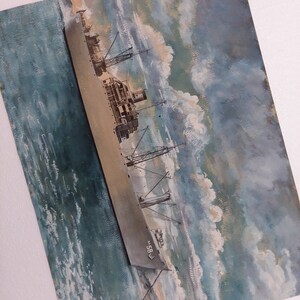 Vintage Original Watercolor Painting 1952 US Nautical Seascape Signed