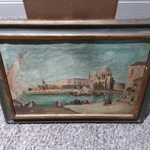 Antique European Style Of Guardi Oil On Canvas Of Italy, 18th century painting