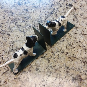 Cast Setter Pointer Cane Scultura Vintage Porta Stop Figurine Bookend