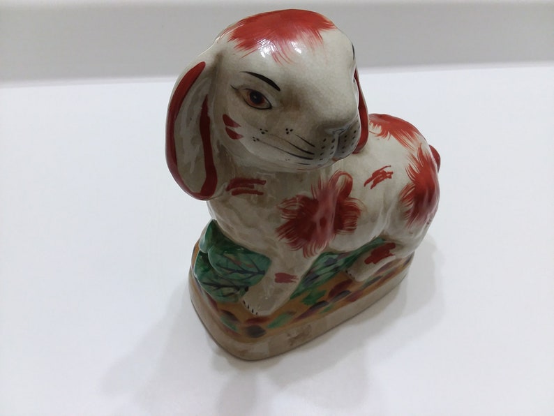 Porcelain Chinese Pattern Rabbit Antique Chinese Export Porcelain Ceramic Statue Famille Rose Rabbit ...