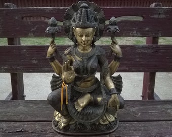 Old Chinese Bronze Buddha Figure Statue Rare Coin