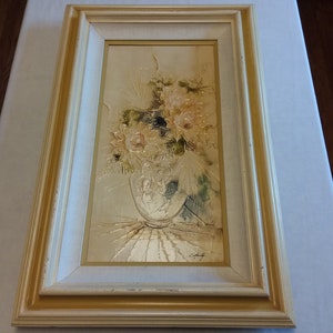 Vintage Original Painting Italian Impressionist V.Marelli Flower Still Life