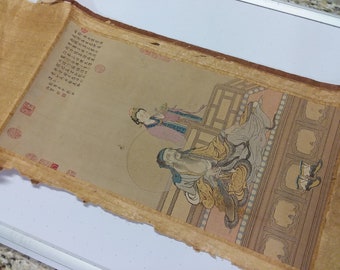 Chinese Scroll Antieke Imperial Qing Dynastie Zijden Wandtapijt Borduurwerk Qianlong