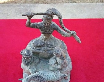 RARE Antique Early Chinese Bronze Statue "THE RENUNCIATION" Found In Cambodia Water Buddha Figure Ancient Vtg Very Old Temple Museum Quality