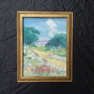 Vintage Oil Painting Impressionist Flowers Landscape Unsigned Mystery Artist