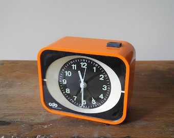 Vintage orange alarm clock - 1970 - Made in France