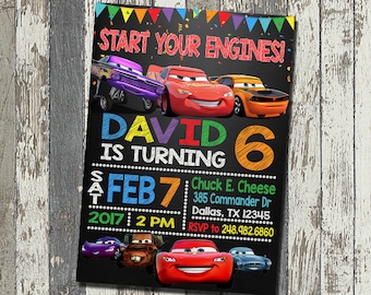 Disney Cars Invitation, Disney Cars Birthday Party, Disney Cars Birthday Invitation, Personalized, Digital File