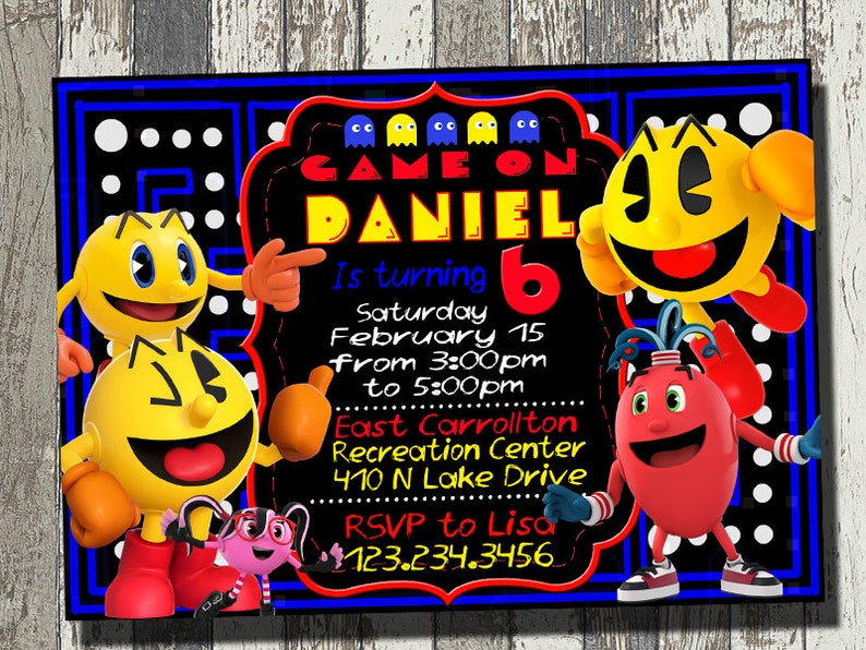 Pacman Invitation Pacman Birthday Party Pacman Birthday Etsy