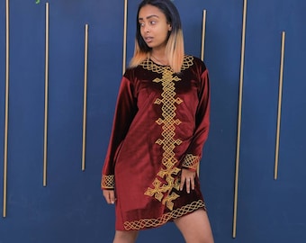 fashion dress in ethiopia Women's Long Dress Ethiopian Fashion Ethnic Print Retro Design High Qu –  DMI Store